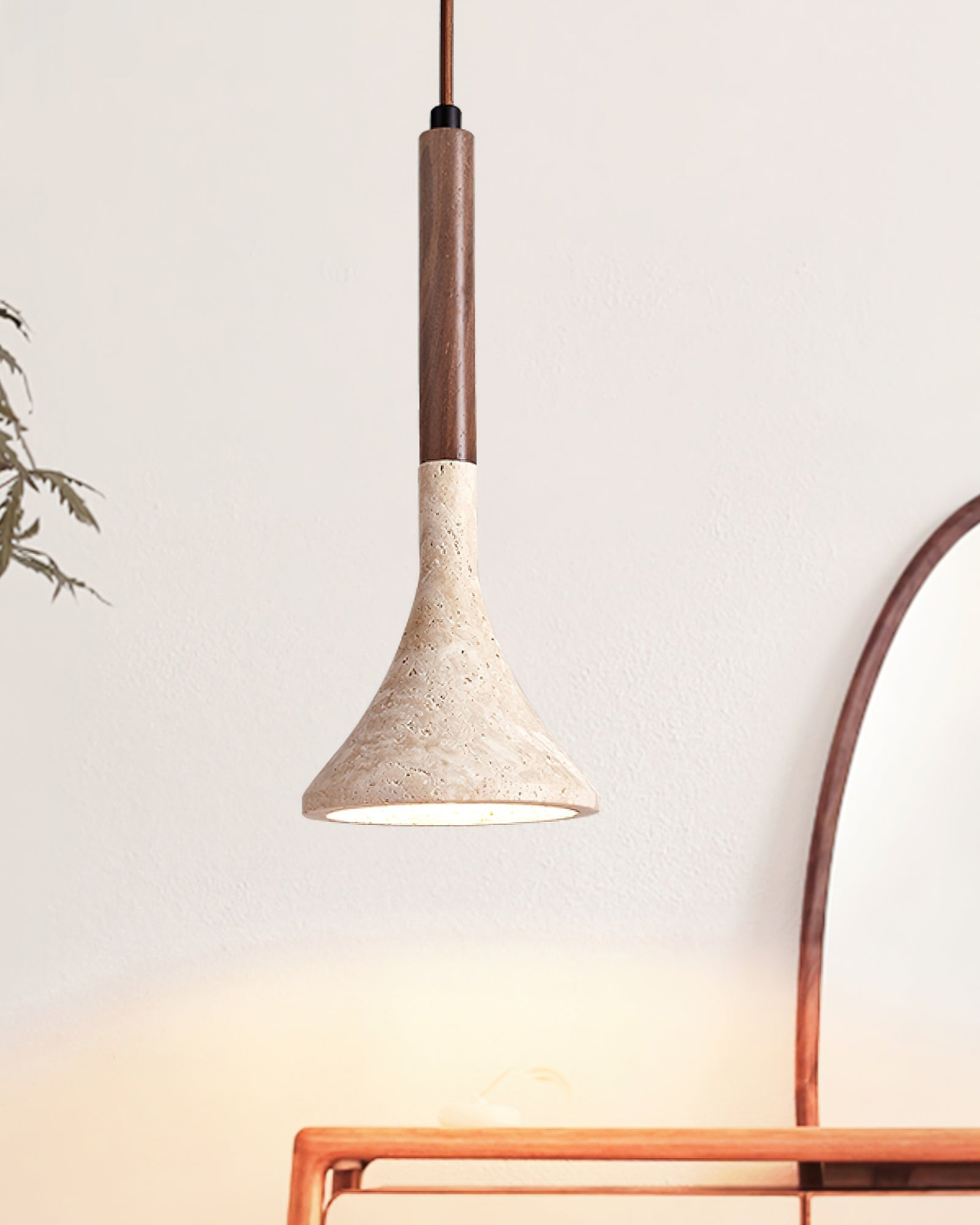 Aplomb Travertine and Wood Pendant