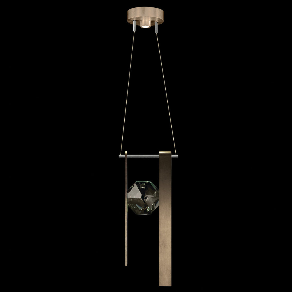 Aria Faceted Crystal Charm Pendant / Bronze