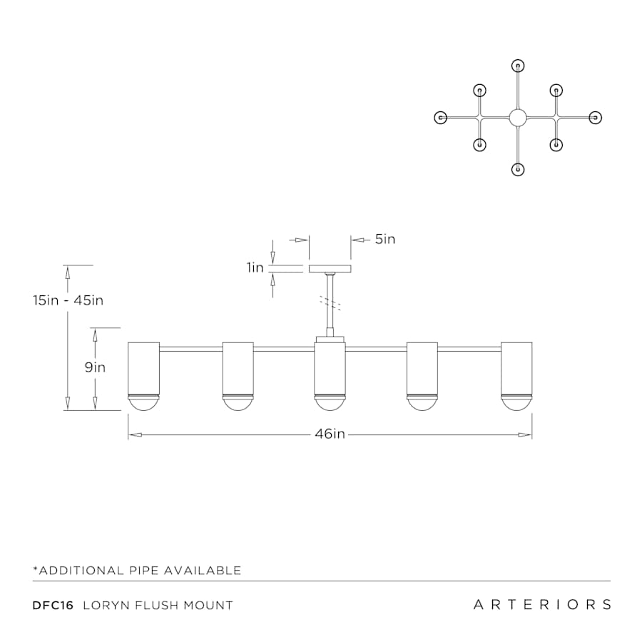 Arteriors Loryn Flush Mount 8 Light 46" Wide Semi-Flush Ceiling Fixture / Converts to Pendant