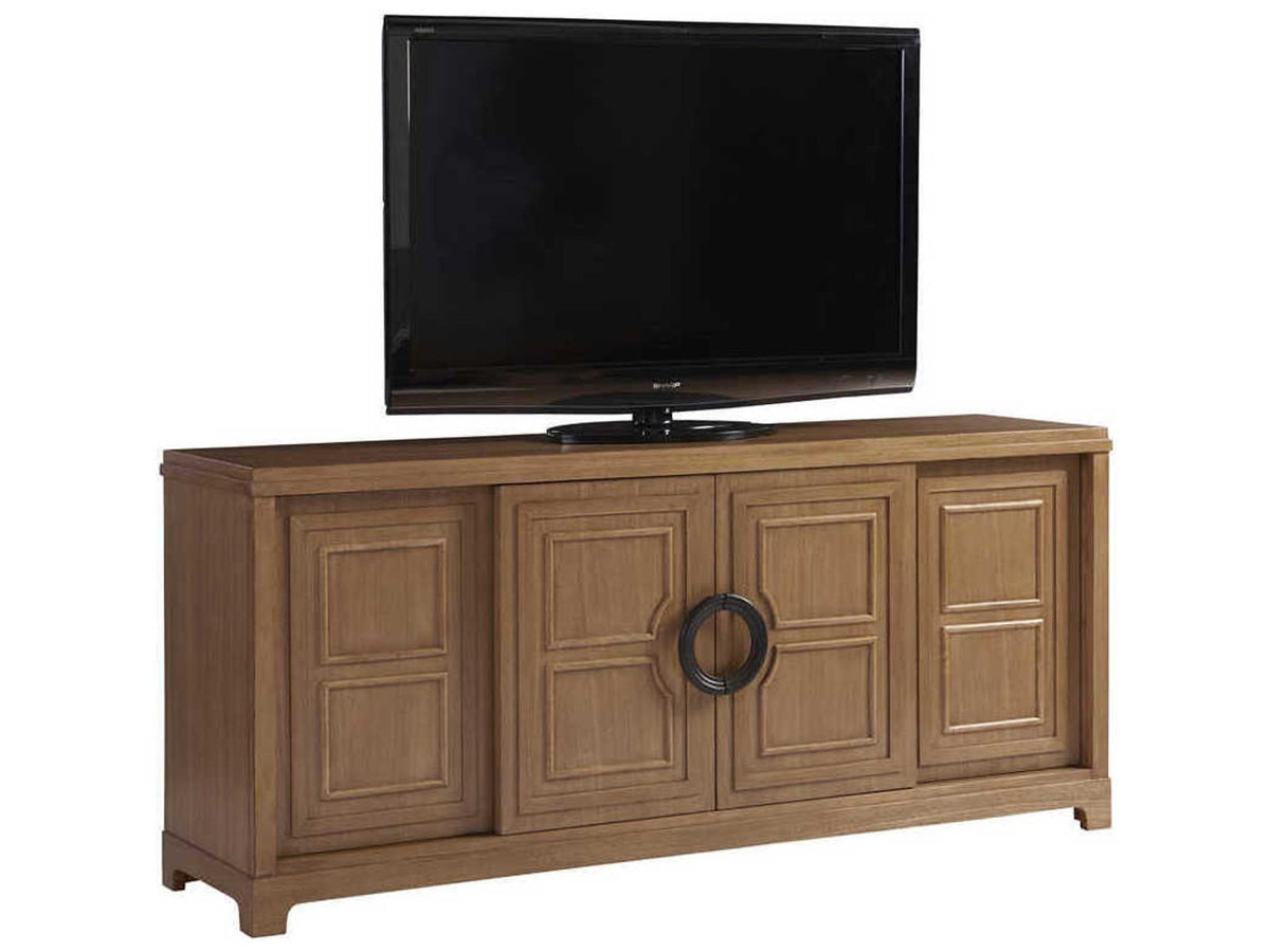 Newport Leeward Media Console with Sliding Doors in Sandstone
