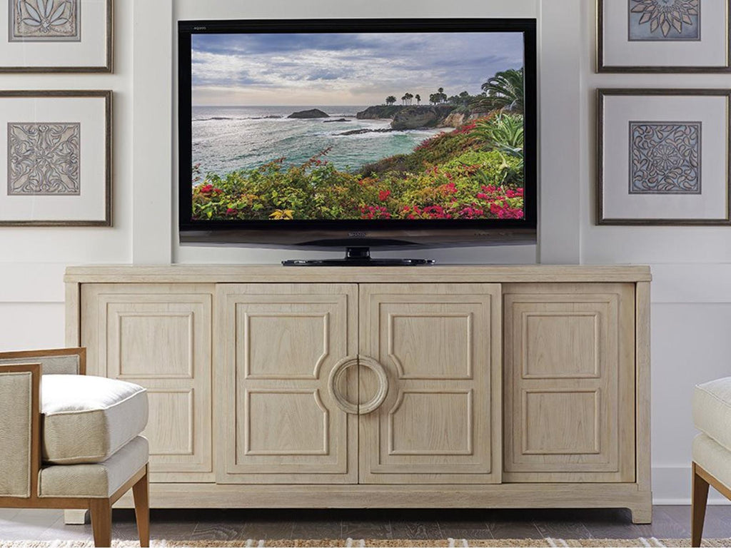 Newport Leeward 78-Inch Media Console with Sliding Bypass Doors in Sailcloth Wood