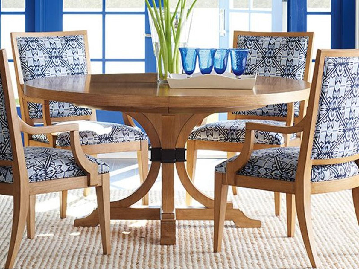Newport Magnolia 60-Inch Round Extendable Dining Table in Sandstone