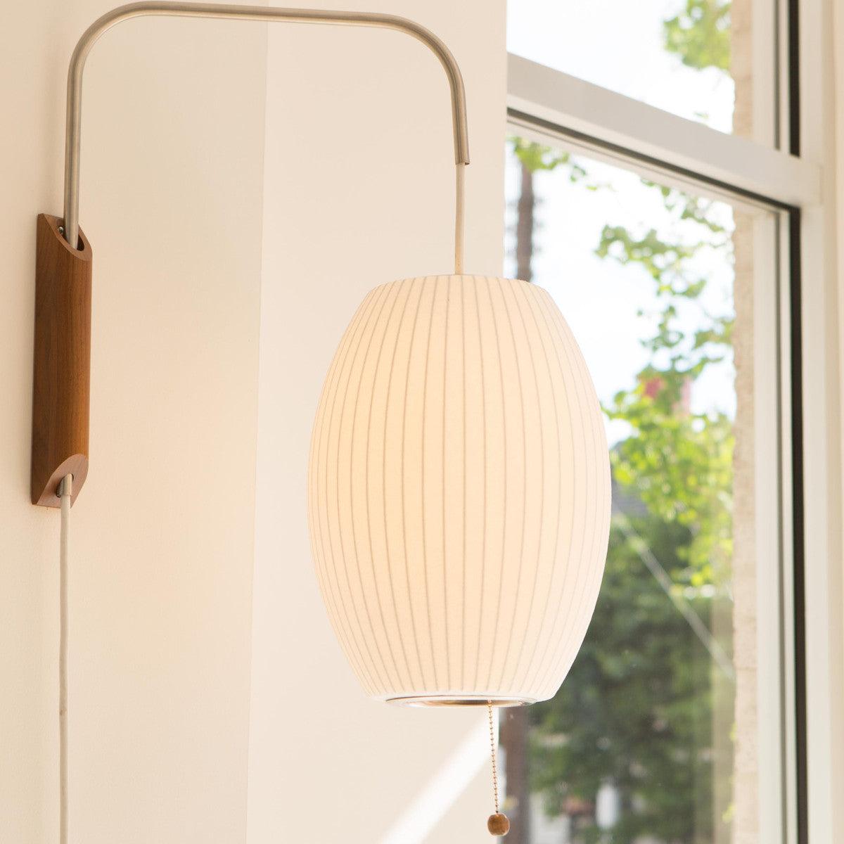 Bubble Ball Adjustable Wall Sconce / ∅ 10″ x H 14.2″ / Dia 26cm x H 36cm / White & Walnut / UK Plug