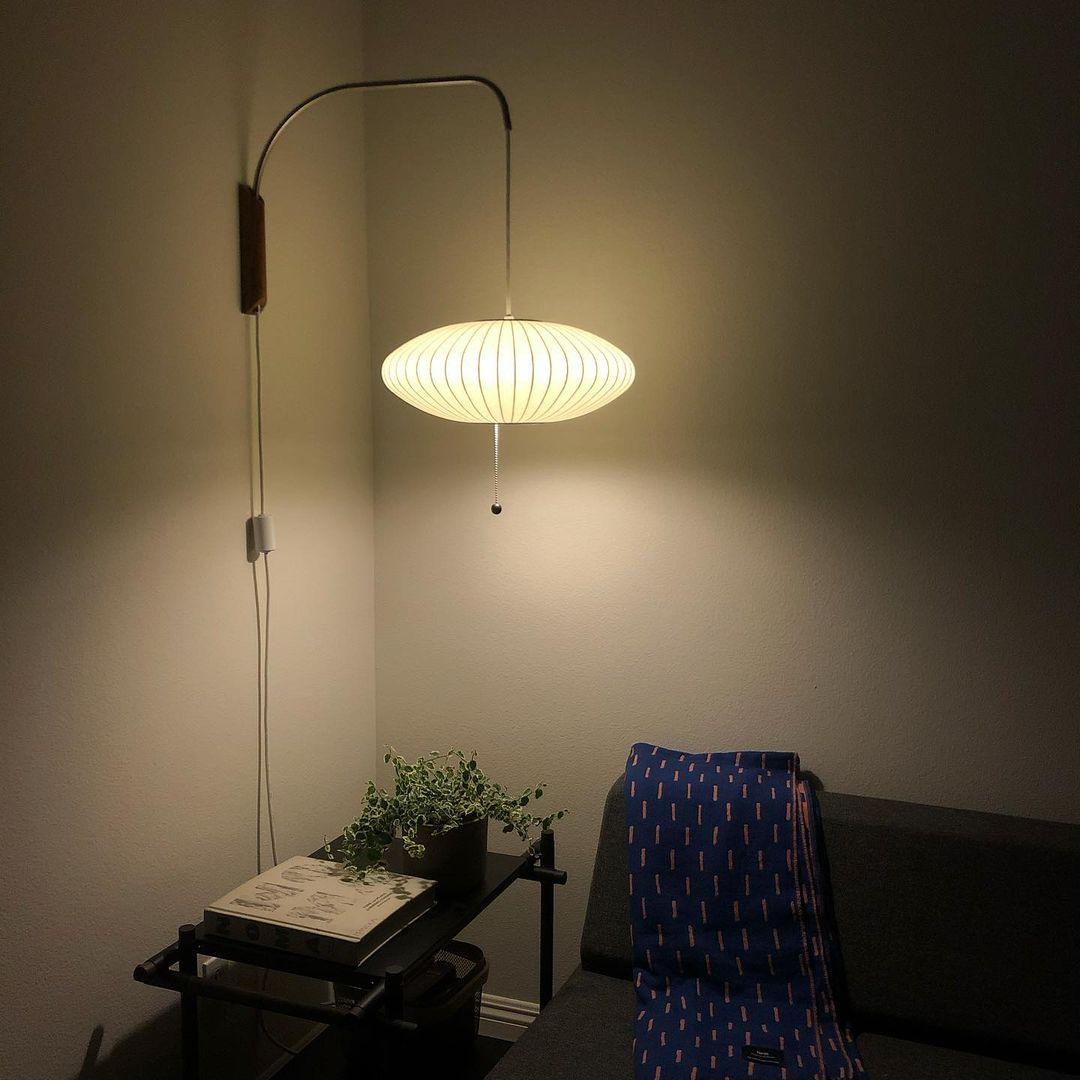 Bubble Ball Adjustable Wall Sconce / ∅ 15.7″ x H 8.6″ / Dia 40cm x H 22cm / White & Walnut / AU Plug