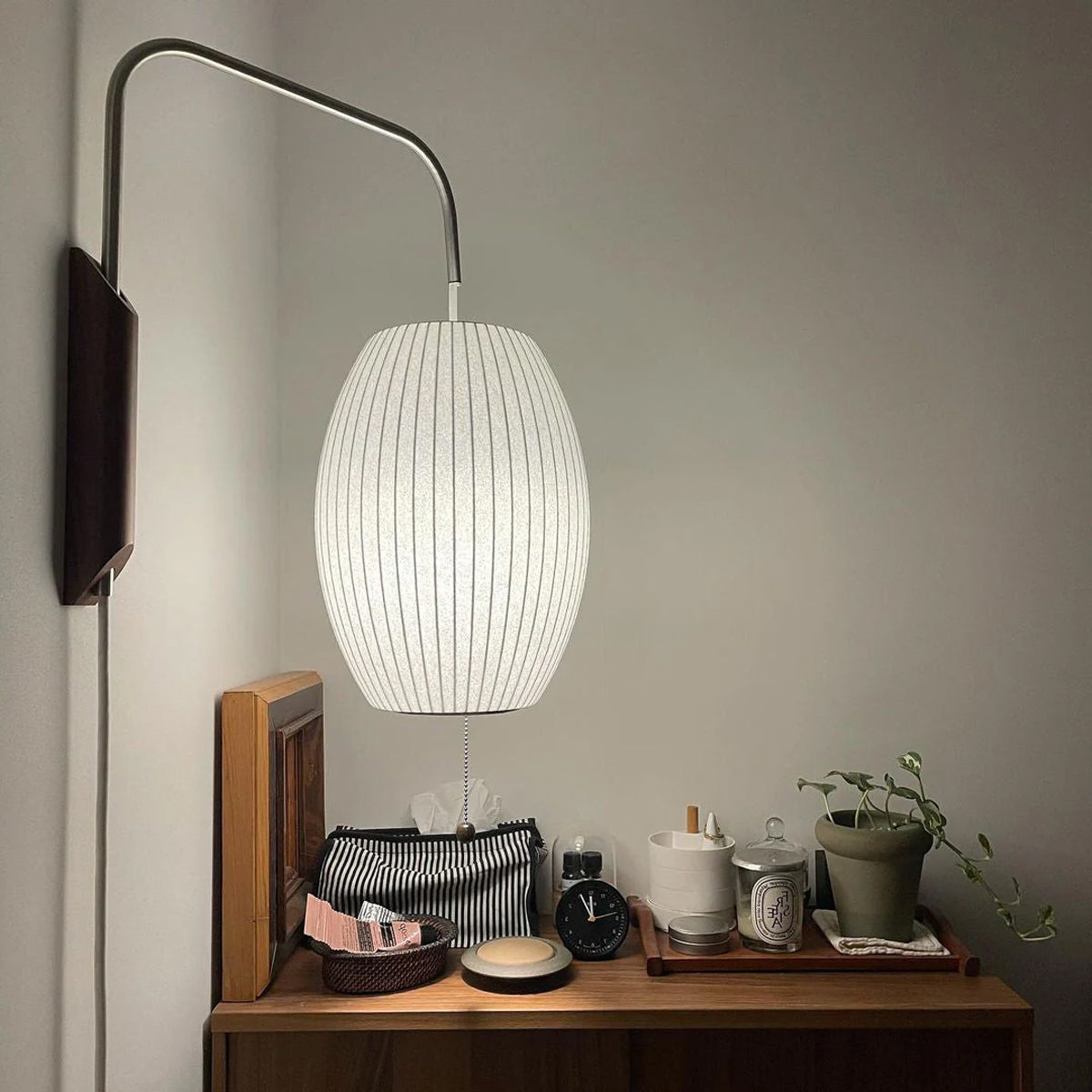 Bubble Ball Adjustable Wall Sconce / Dia 30cm x H 30cm Set of 2 / White & Walnut / US Plug