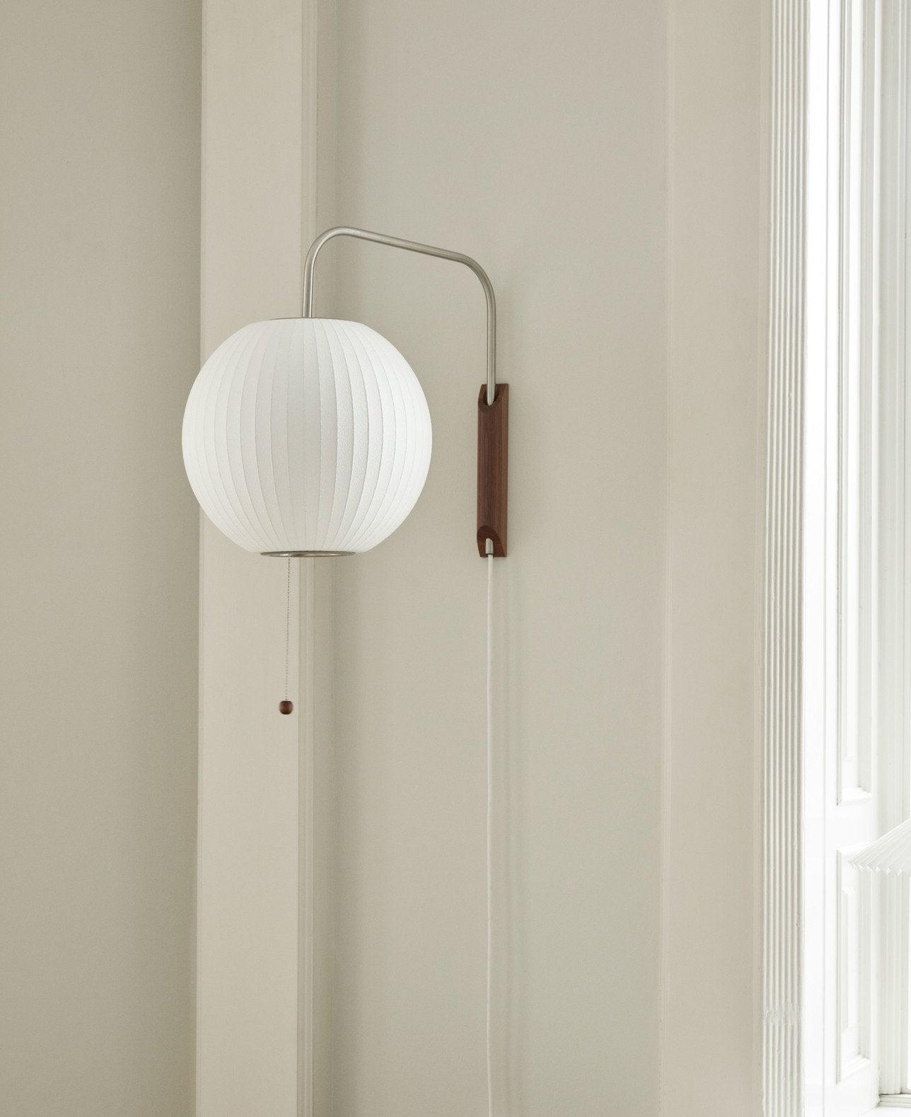 Bubble Ball Adjustable Wall Sconce / Dia 30cm x H 28cm Set of 2 / White & Walnut / EU Plug