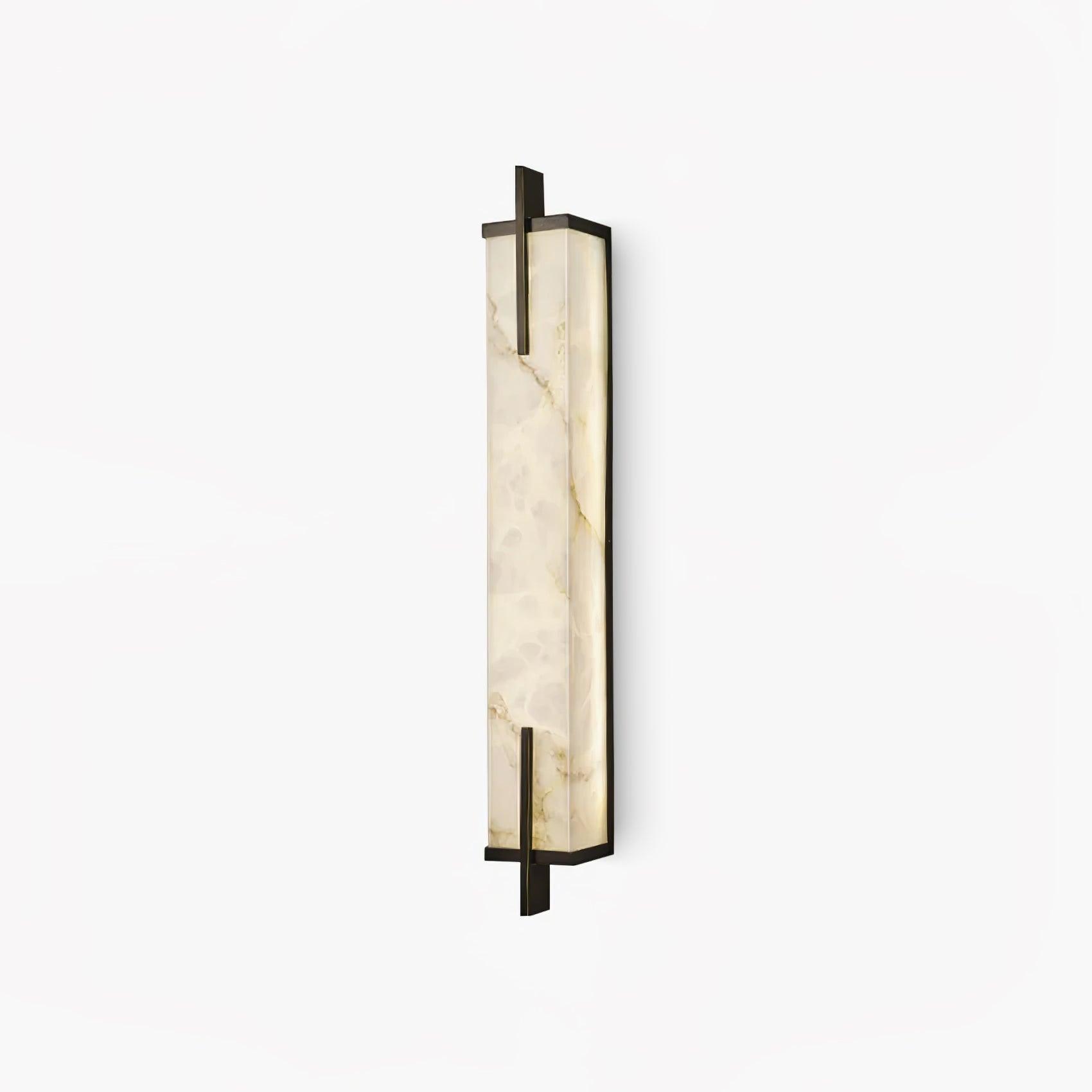 Calliope Tall Alabaster Wall Sconce / ∅ 4.7″ x H 23.6″ / Dia 12cm x H 60cm / White+Black / Warm Light