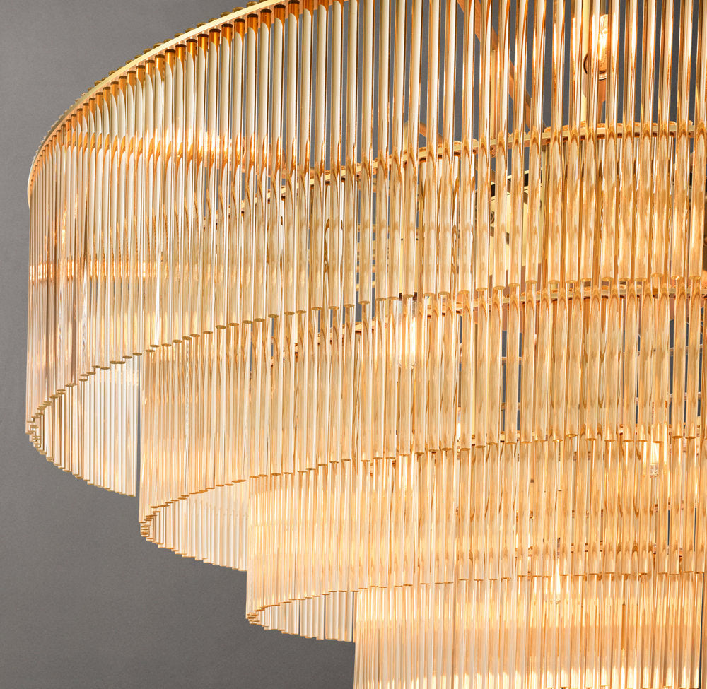 Carved Crystal Rod Foyer Chandelier