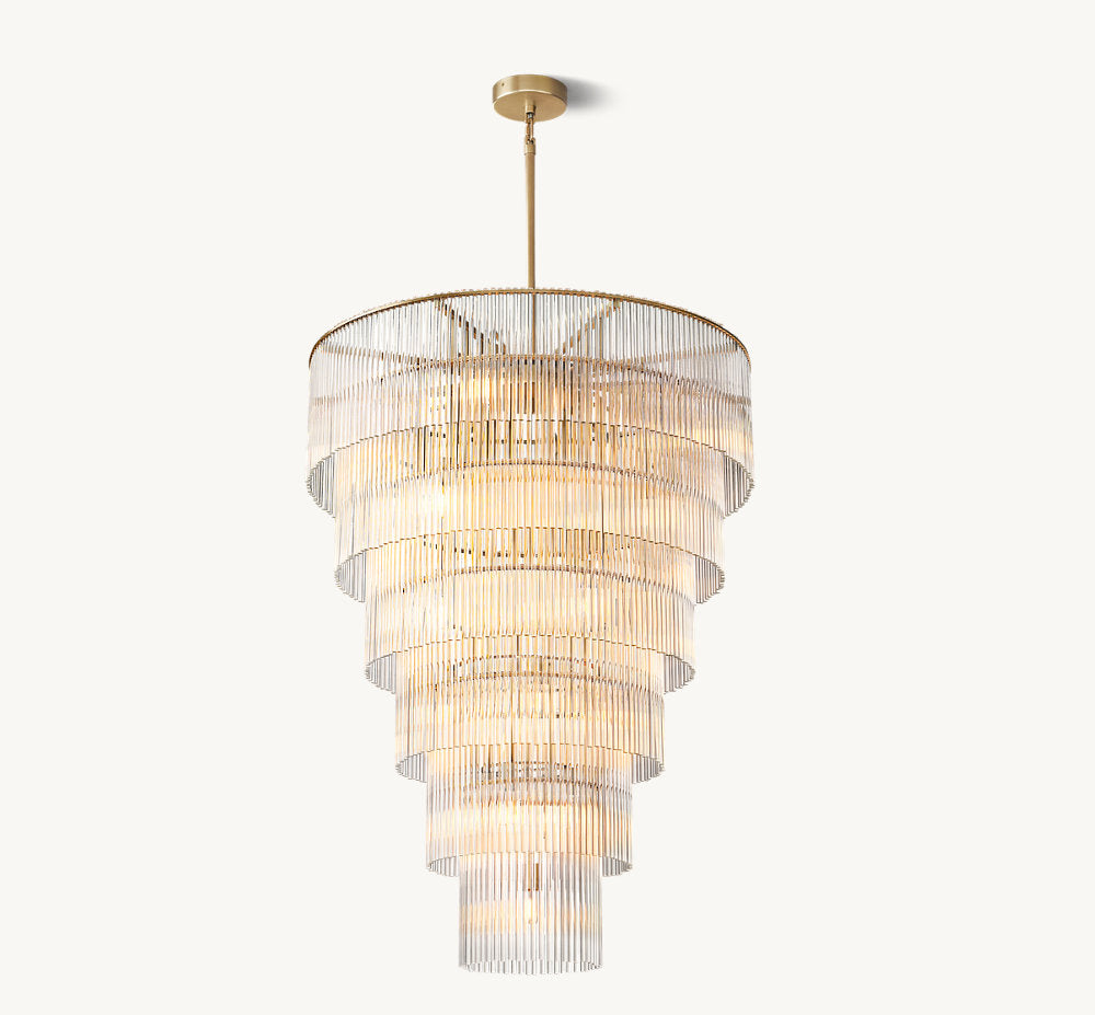 Carved Crystal Rod Foyer Chandelier