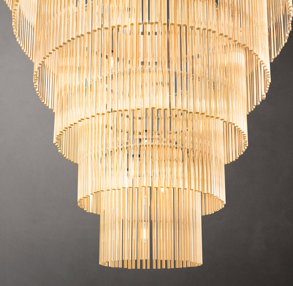 Carved Crystal Rod Foyer Chandelier