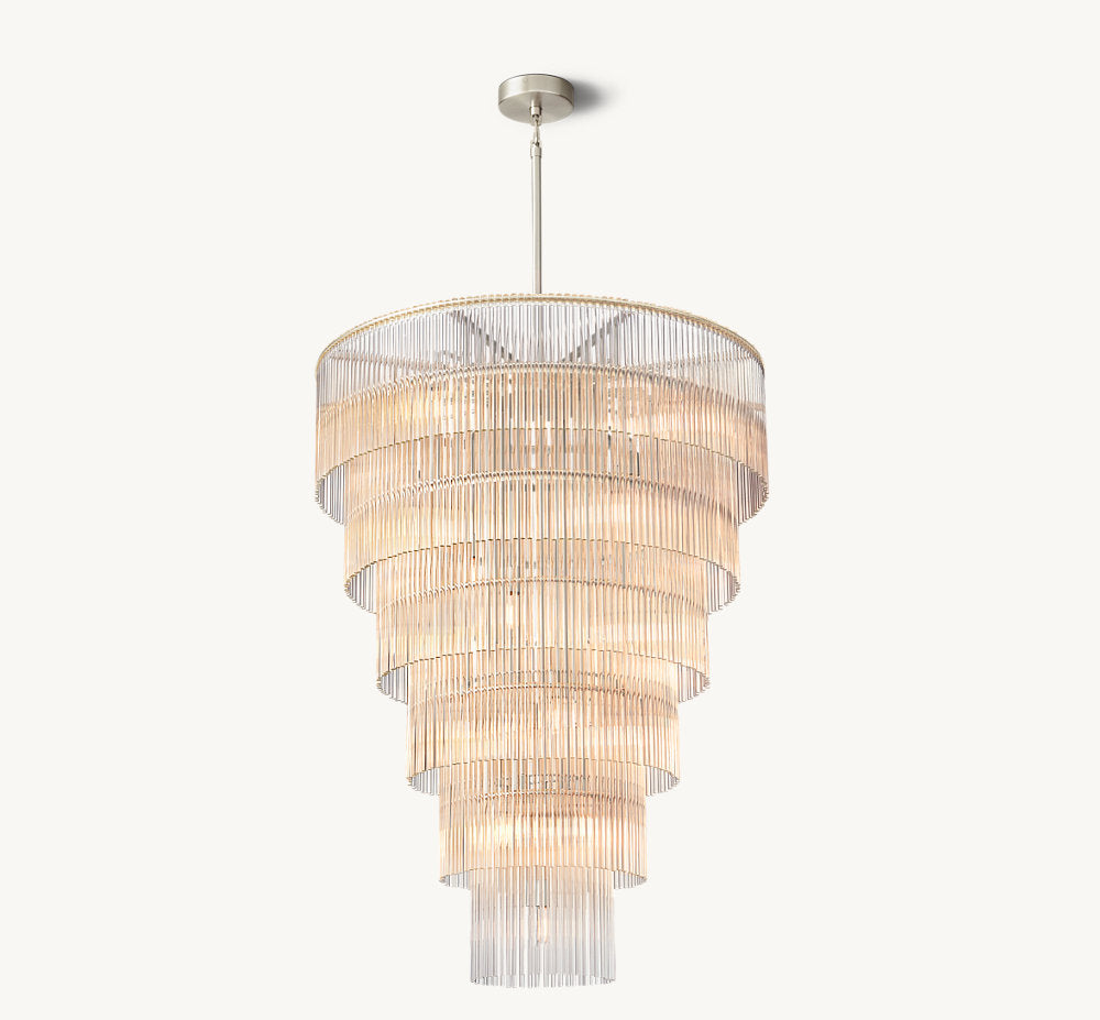 Carved Crystal Rod Foyer Chandelier