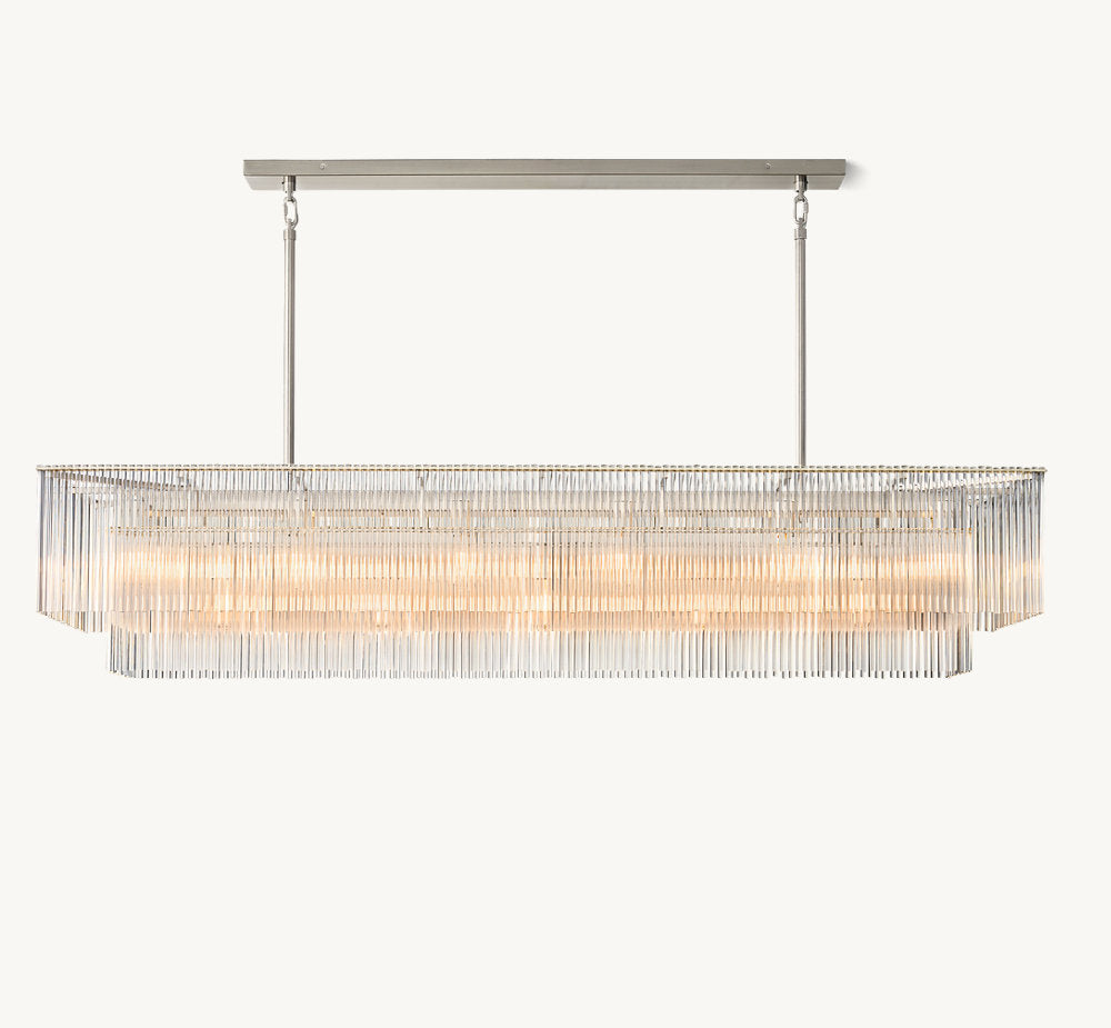 Carved Crystal Rod Grand Island Chandelier