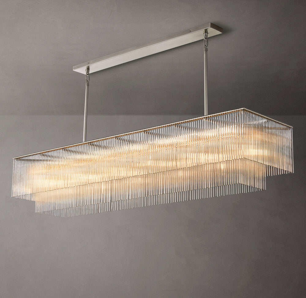Carved Crystal Rod Grand Island Chandelier