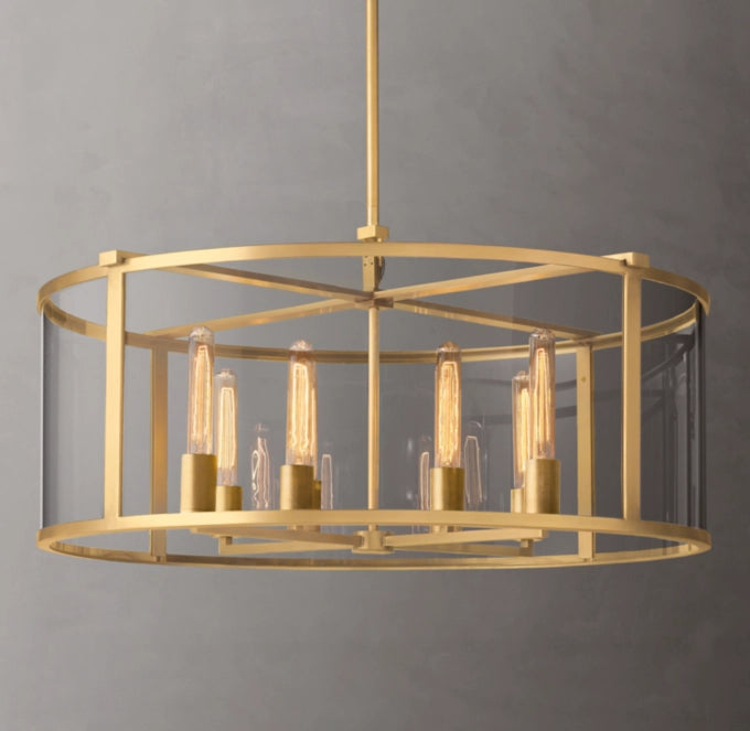 Clear Glass Drum Ring Chandelier