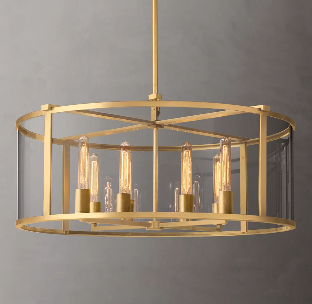 Clear Glass Drum Ring Chandelier