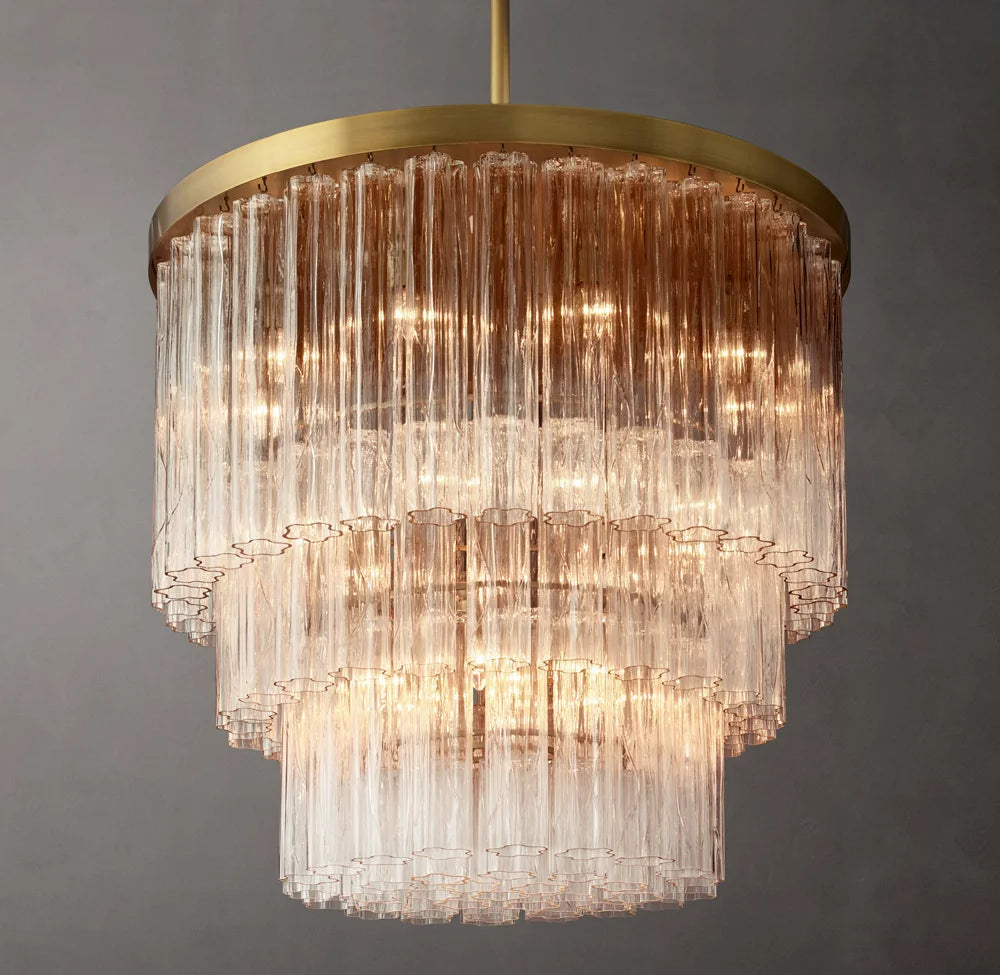 Compact Triple Tier Glass Crown Chandelier