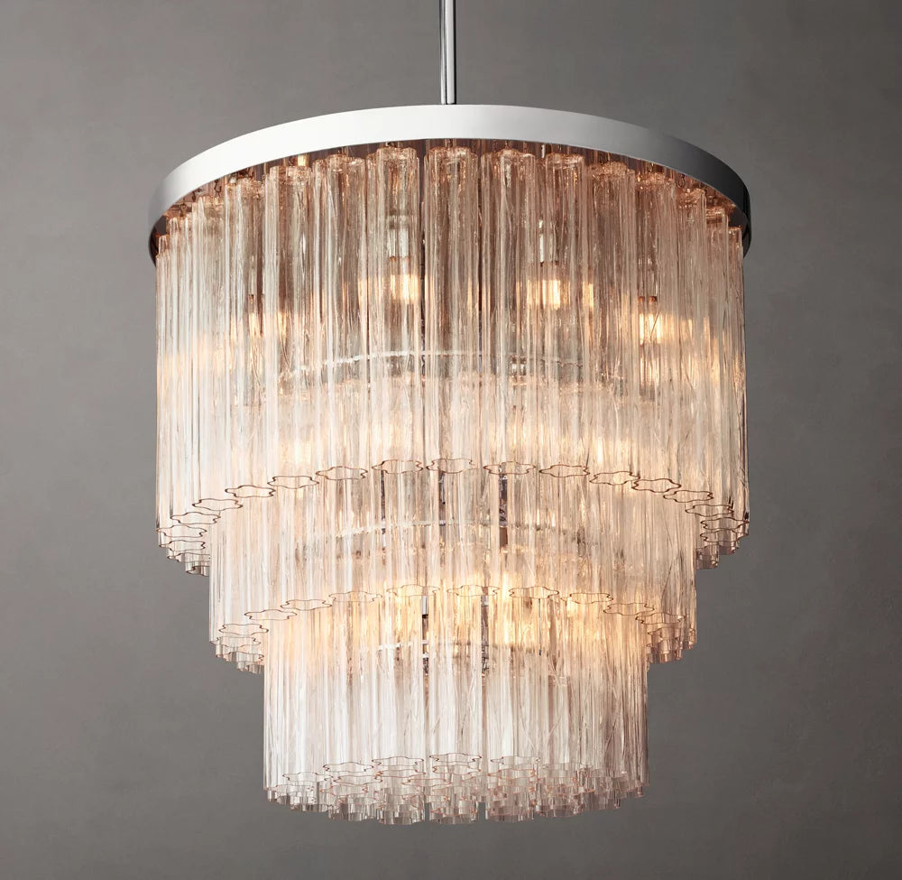 Compact Triple Tier Glass Crown Chandelier