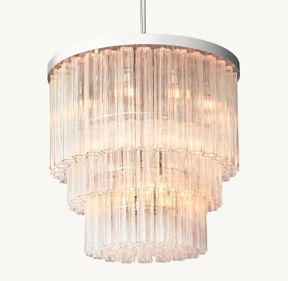 Compact Triple Tier Glass Crown Chandelier
