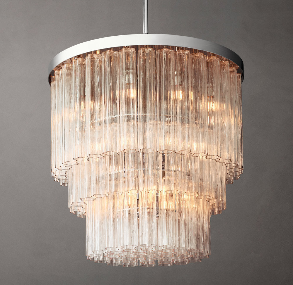 Compact Triple Tier Glass Crown Chandelier