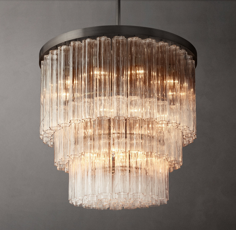 Compact Triple Tier Glass Crown Chandelier