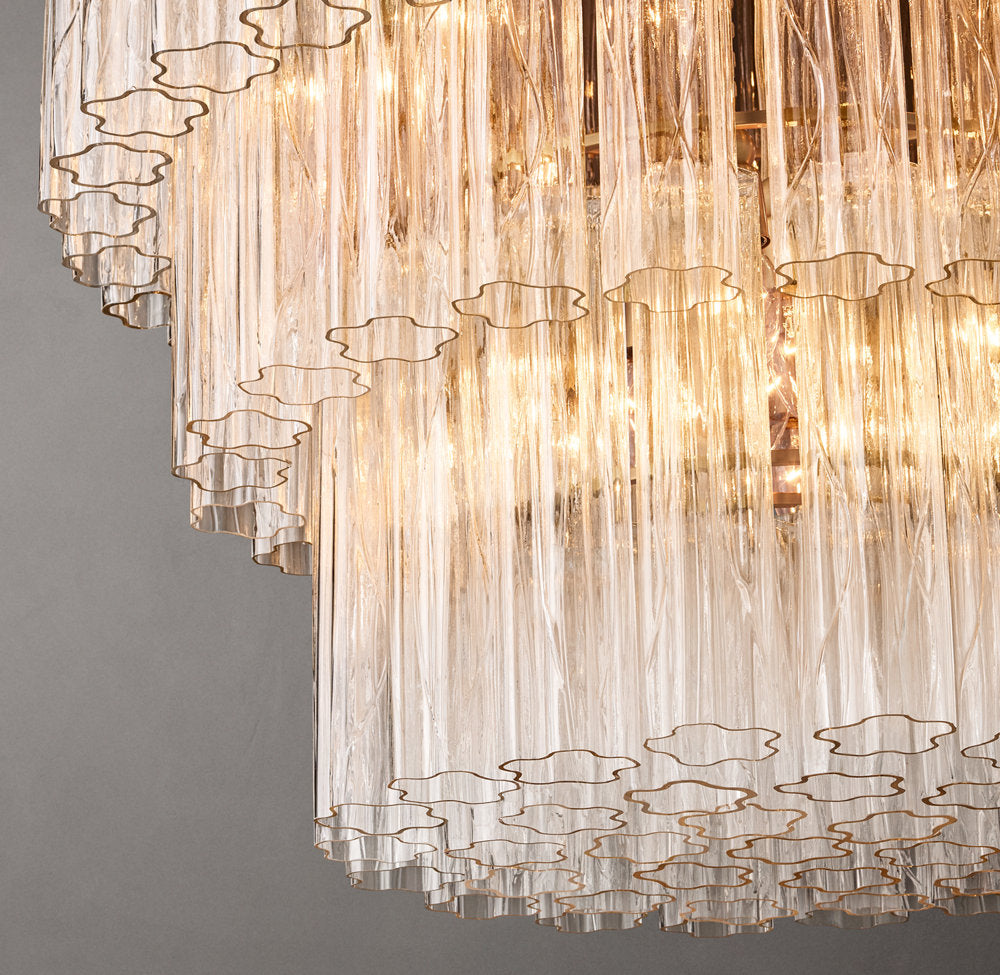 Compact Triple Tier Glass Crown Chandelier