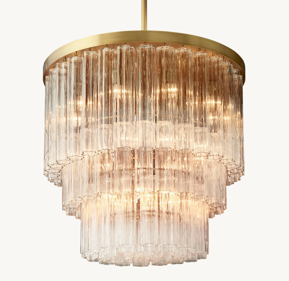 Compact Triple Tier Glass Crown Chandelier