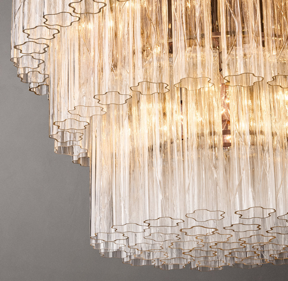 Compact Triple Tier Glass Crown Chandelier