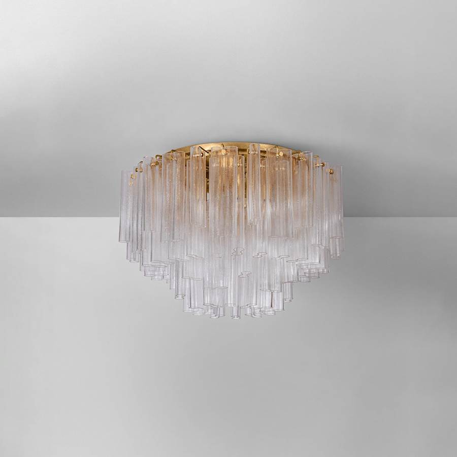 Corbett Lighting Varenna 15 Light 34" Wide Semi-Flush Waterfall Ceiling Fixture with Piastra Glass Shades