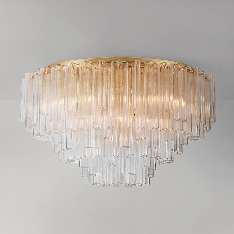 Corbett Lighting Varenna 39 Light 48" Wide Semi-Flush Waterfall Ceiling Fixture with Piastra Glass Shades