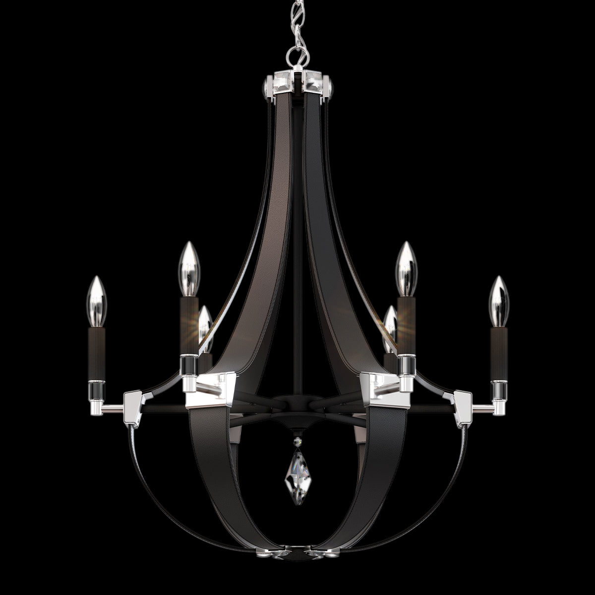 Crystal Empire Leather Teardrop Chandelier / Black
