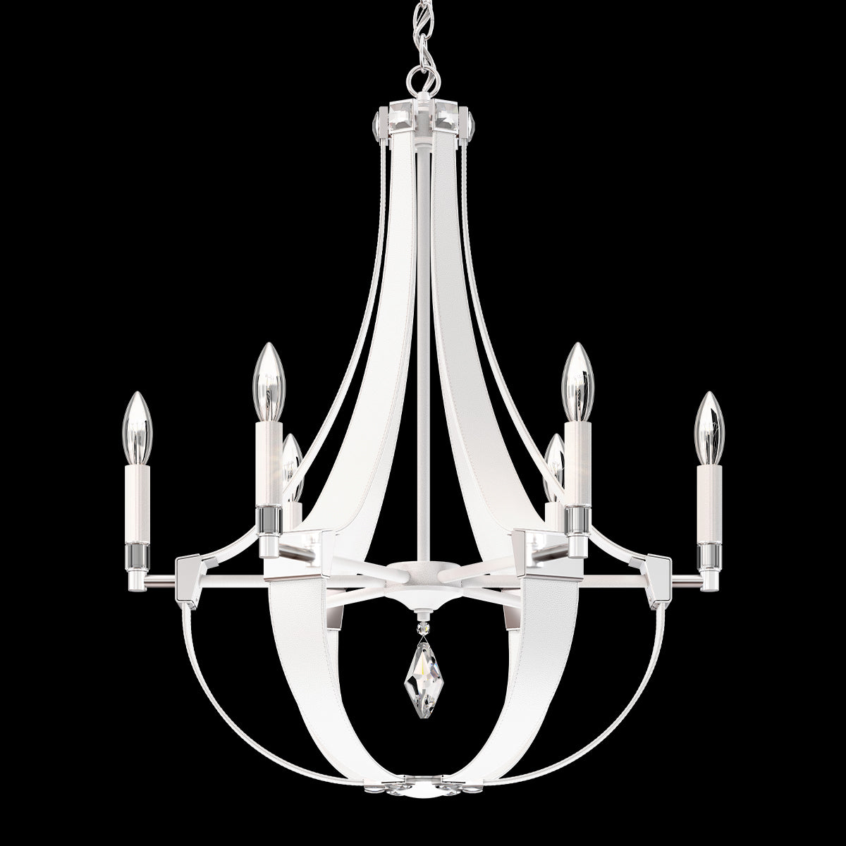 Crystal Empire Leather Teardrop Chandelier / White