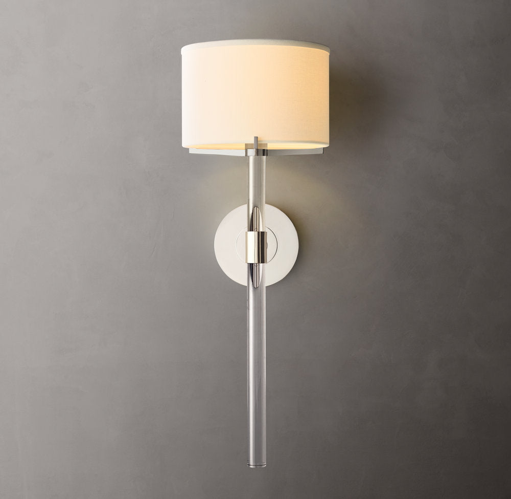 Crystal Rod Linen Column Sconce