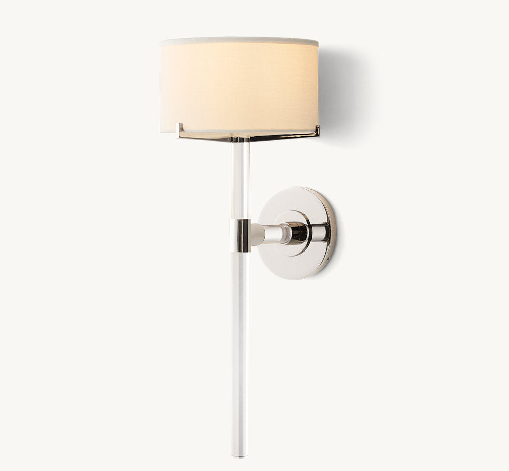 Crystal Rod Linen Column Sconce