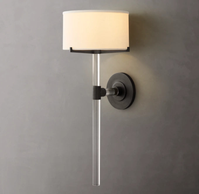 Crystal Rod Linen Column Sconce