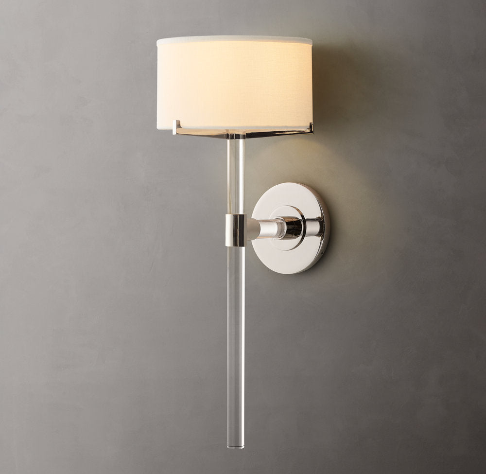 Crystal Rod Linen Column Sconce
