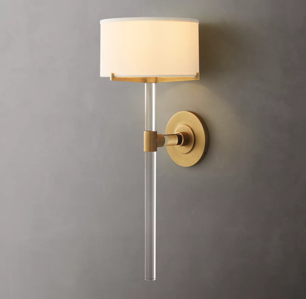Crystal Rod Linen Column Sconce