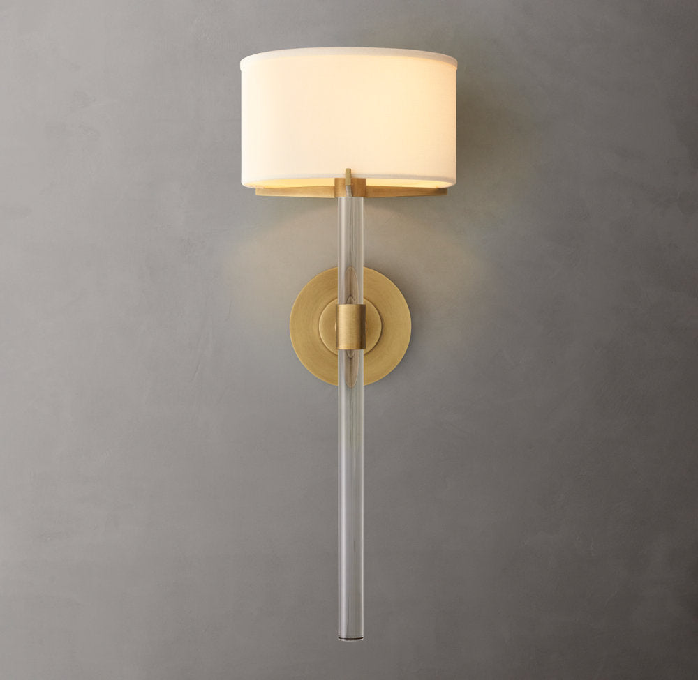 Crystal Rod Linen Column Sconce