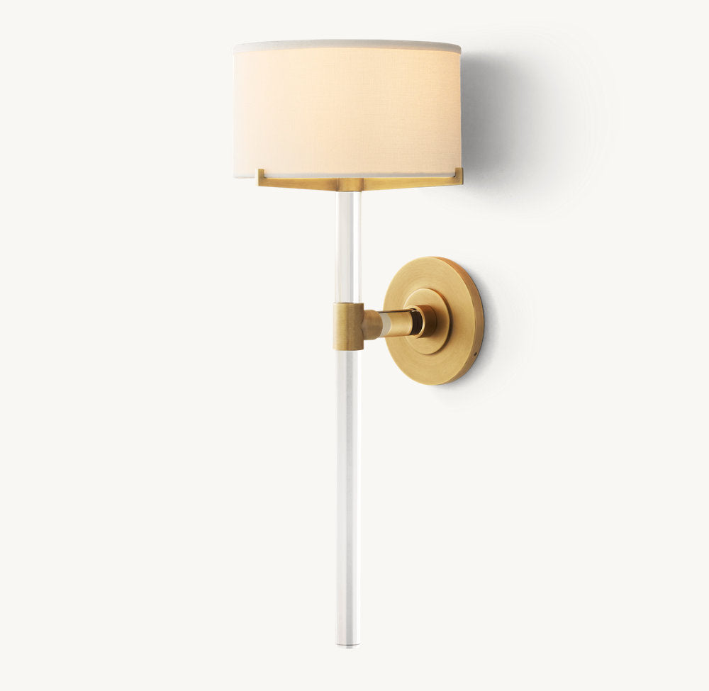 Crystal Rod Linen Column Sconce