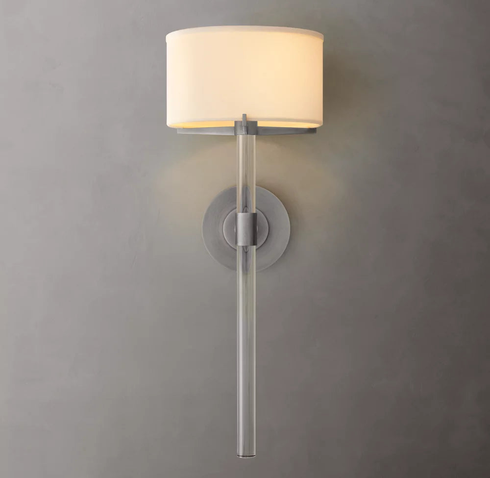 Crystal Rod Linen Column Sconce