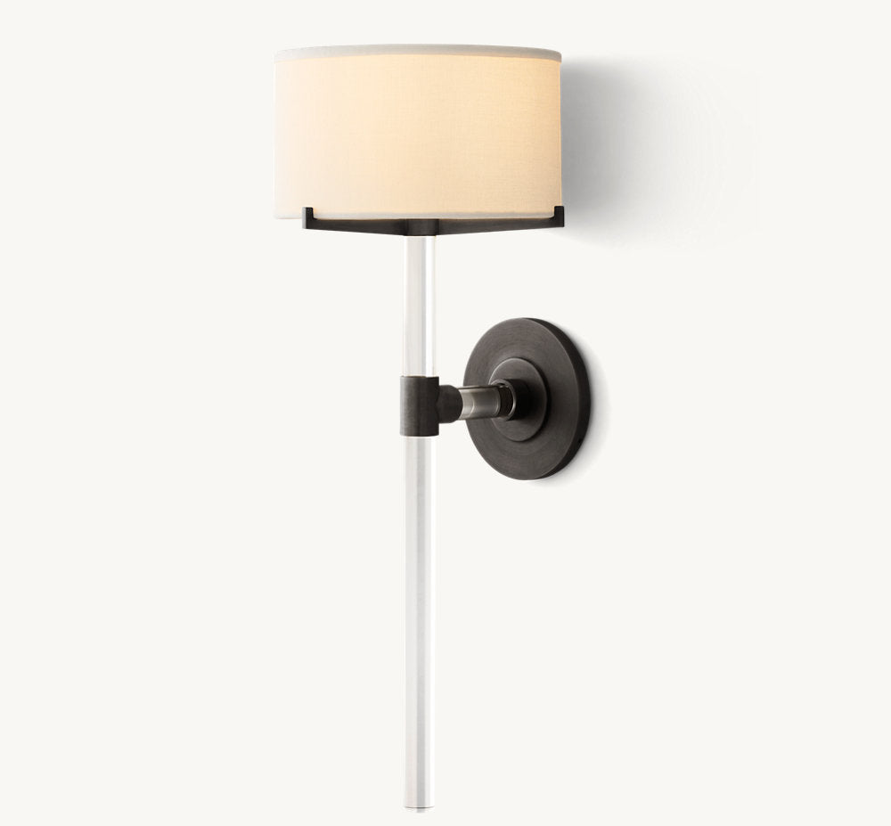 Crystal Rod Linen Column Sconce