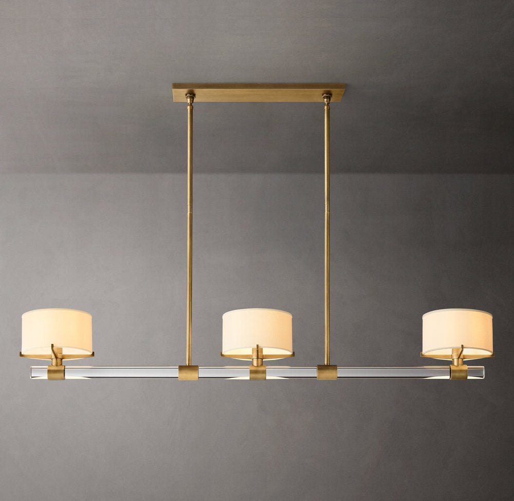 Crystal Rod Linen Shade Chandelier