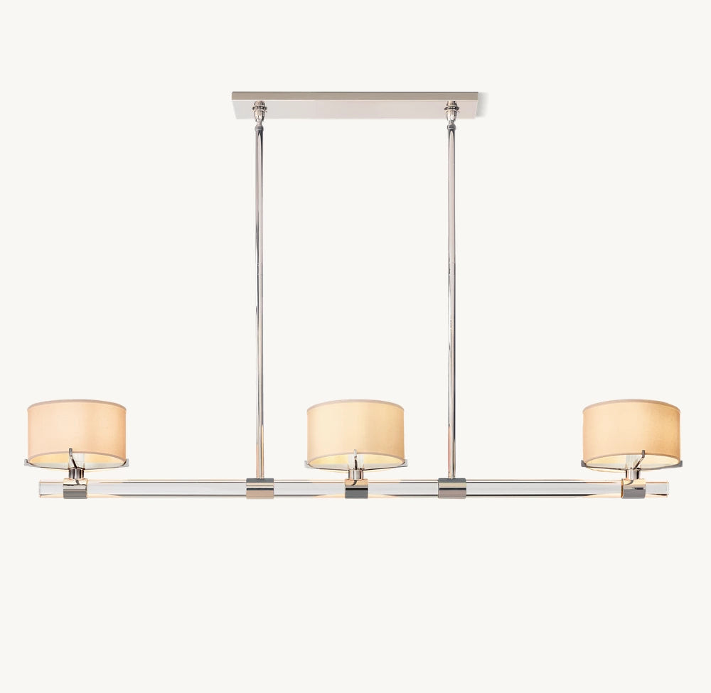 Crystal Rod Linen Shade Chandelier