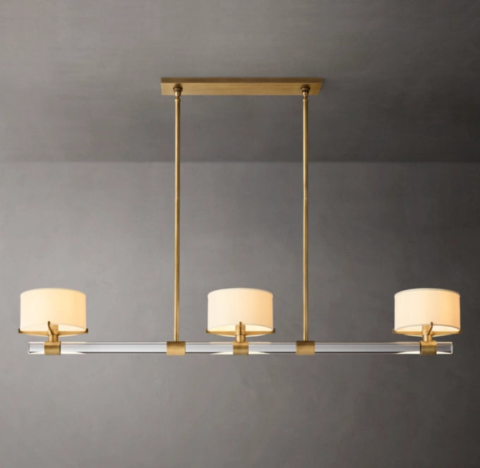 Crystal Rod Linen Shade Chandelier