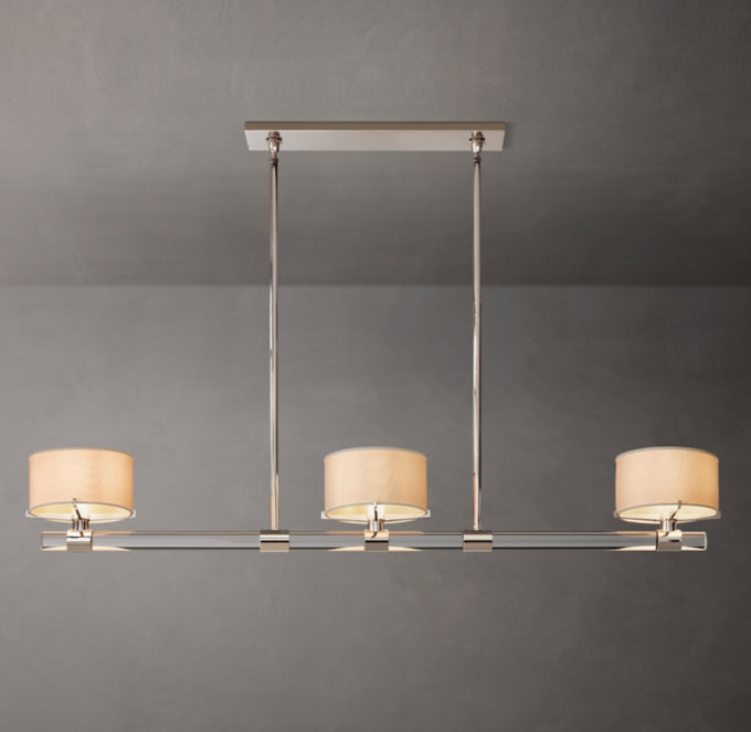 Crystal Rod Linen Shade Chandelier