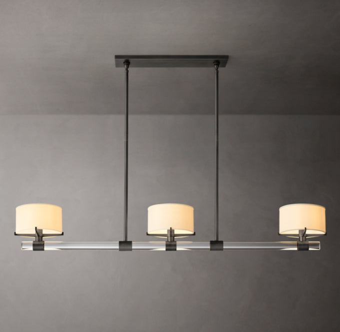 Crystal Rod Linen Shade Chandelier