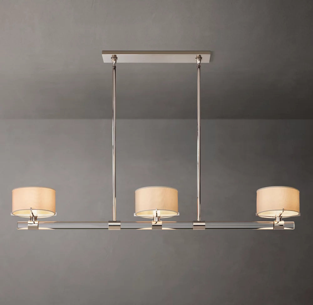 Crystal Rod Linen Shade Chandelier