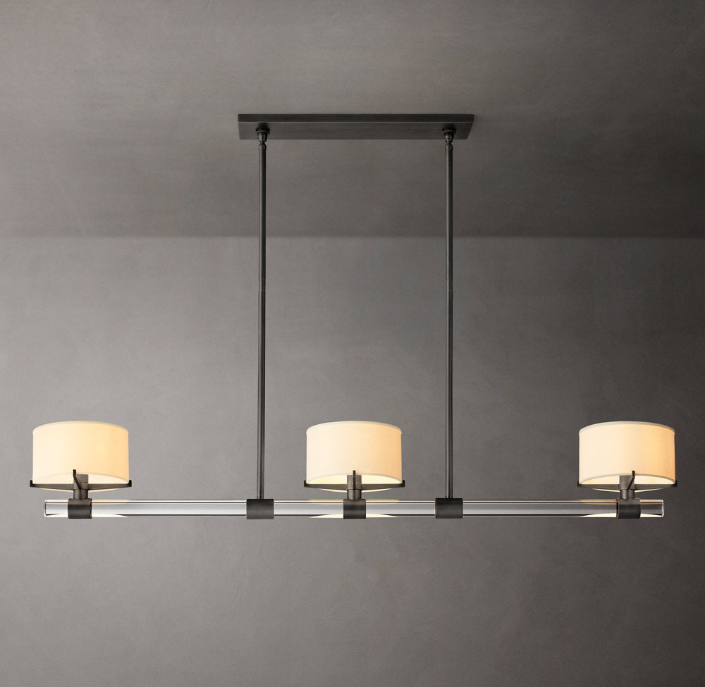 Crystal Rod Linen Shade Chandelier