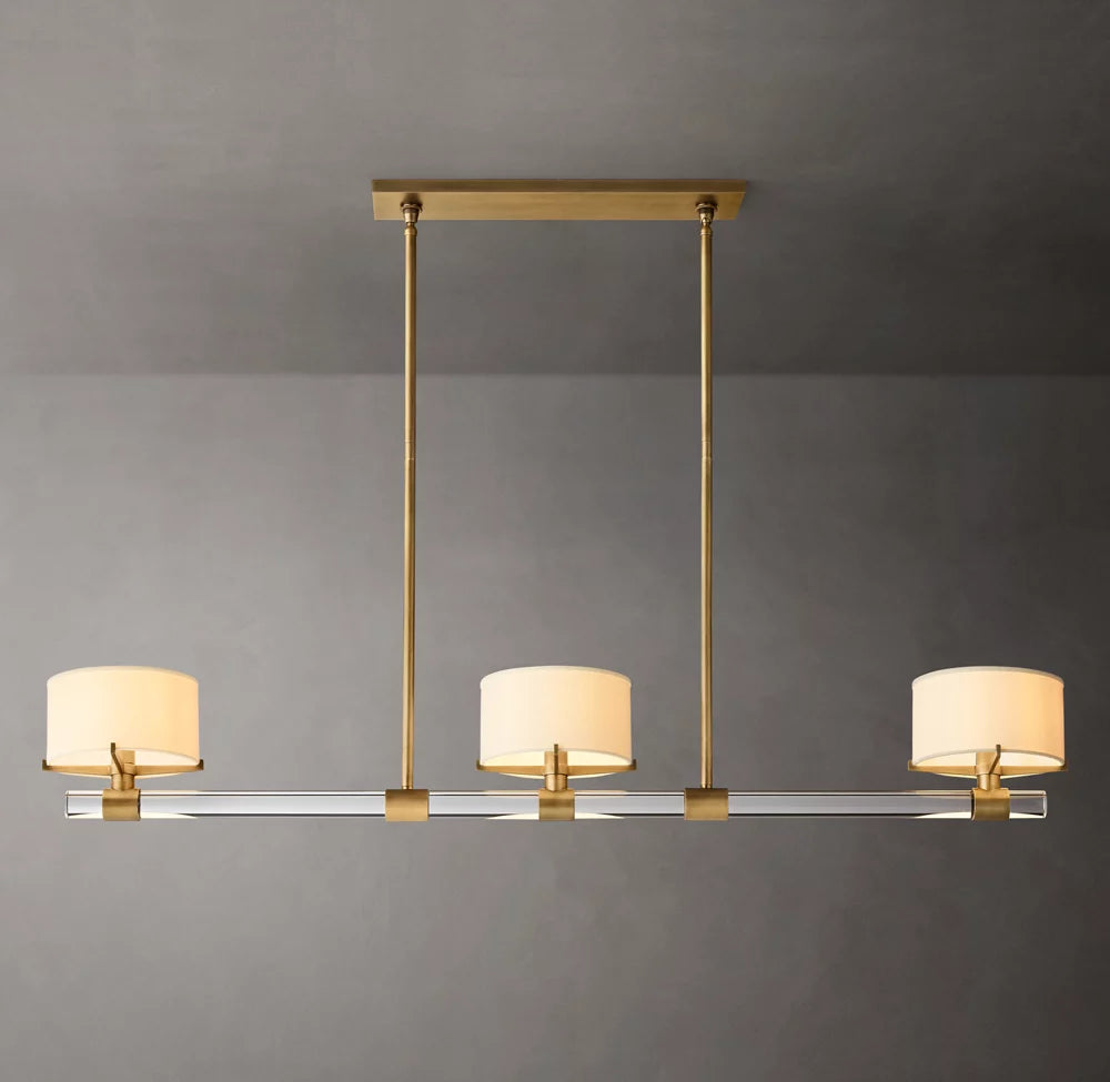 Crystal Rod Linen Shade Chandelier