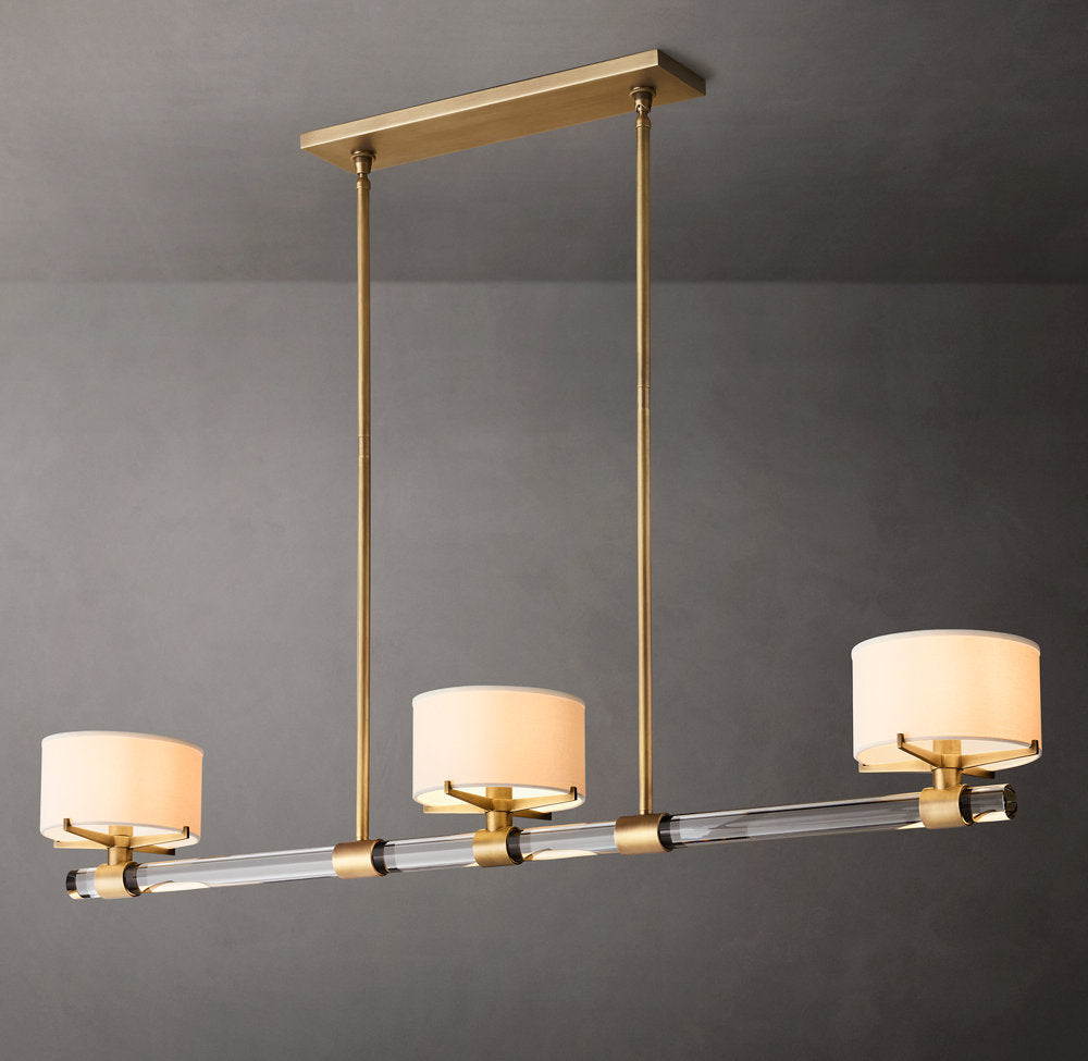 Crystal Rod Linen Shade Chandelier