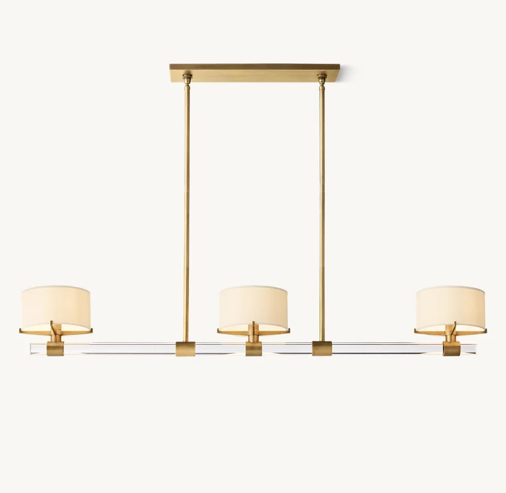 Crystal Rod Linen Shade Chandelier